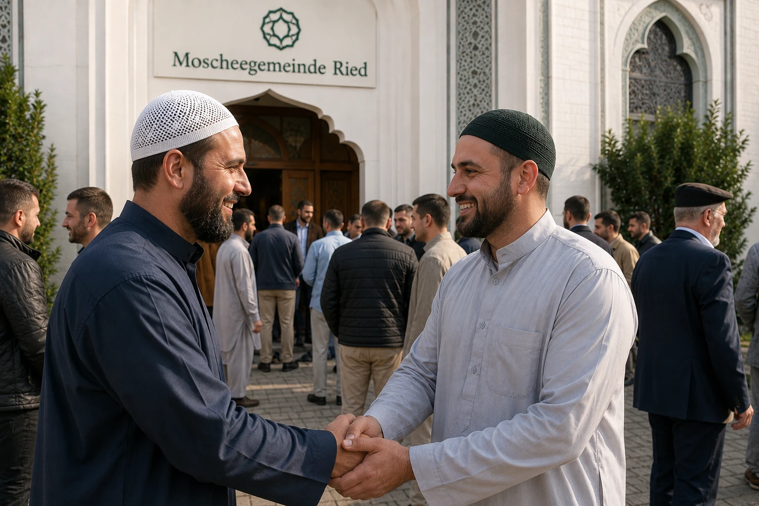 Gemeinschaft nach dem Freitagsgebet in Ried